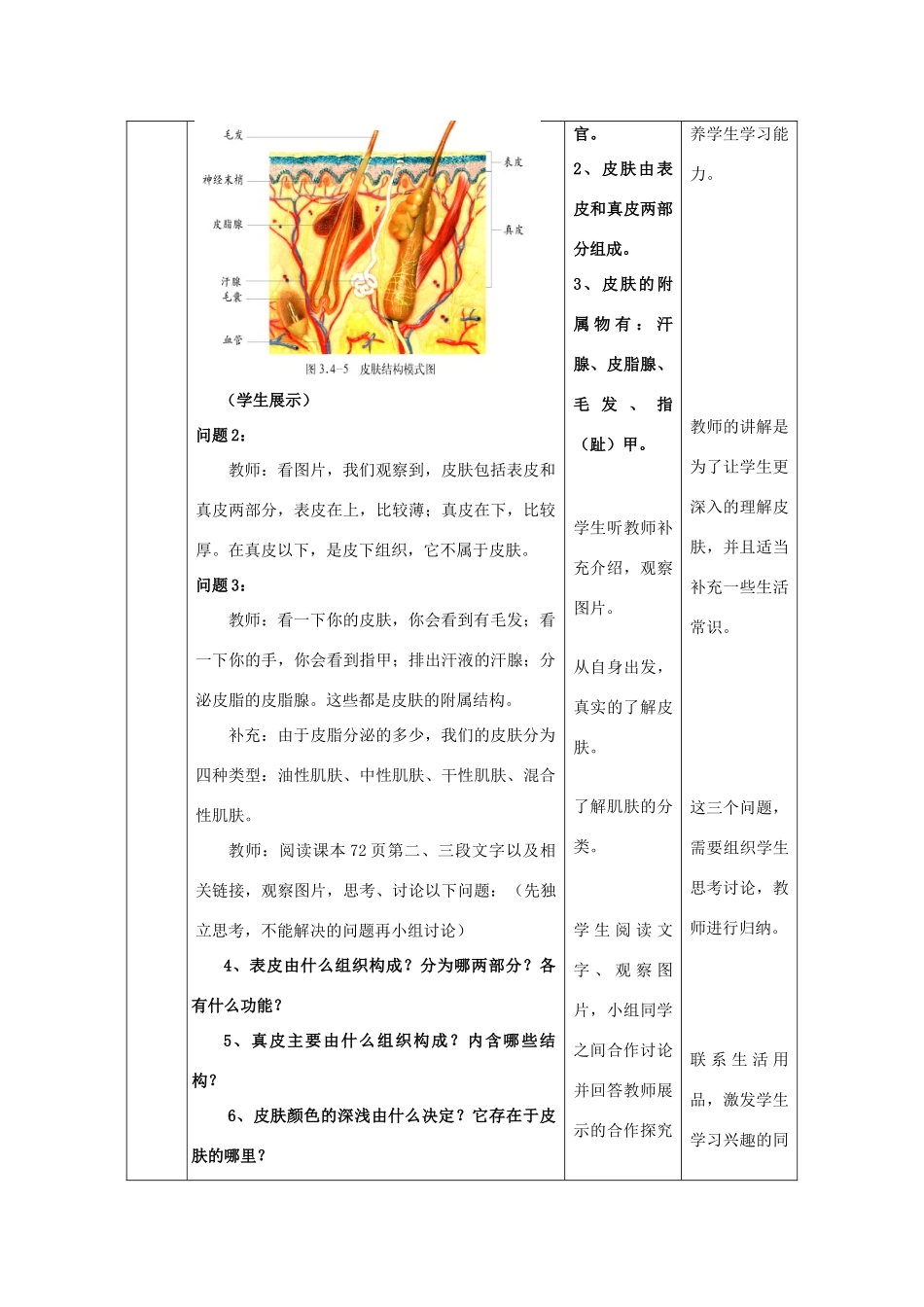 七年级生物下册 第3单元 第4章 第2节 汗液的形成和排出教案2 （新版）济南版_第3页