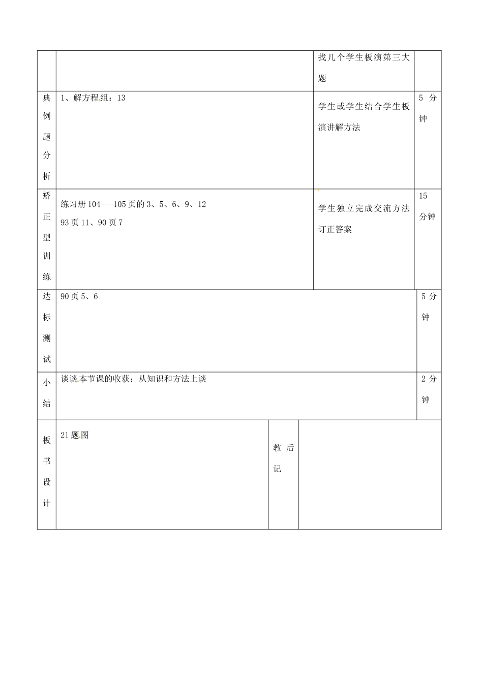 山东省滨州市邹平实验中学七年级数学下册《第八章二元一次方程组》复习教案（一） 人教新课标版_第2页