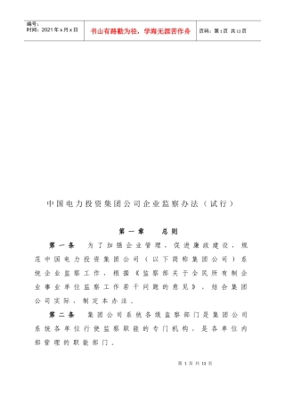 中国电力投资集团公司企业监察制度