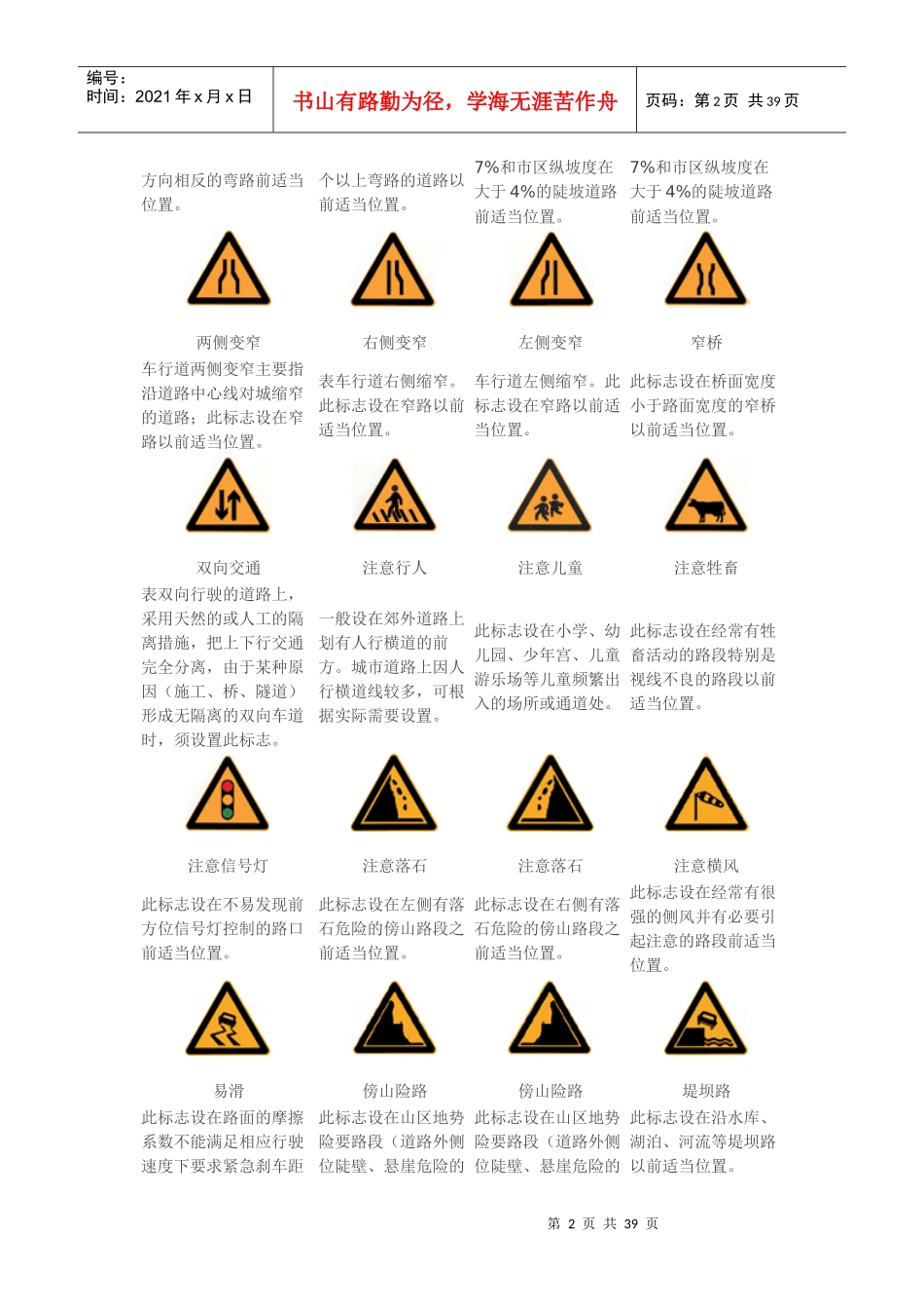 XXXX最新交通标志图片大全(清晰版)_第2页