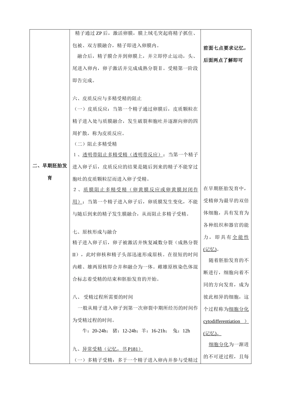 高中生物《体内受精和早期胚胎发育》教案7 新人教版选修3_第3页