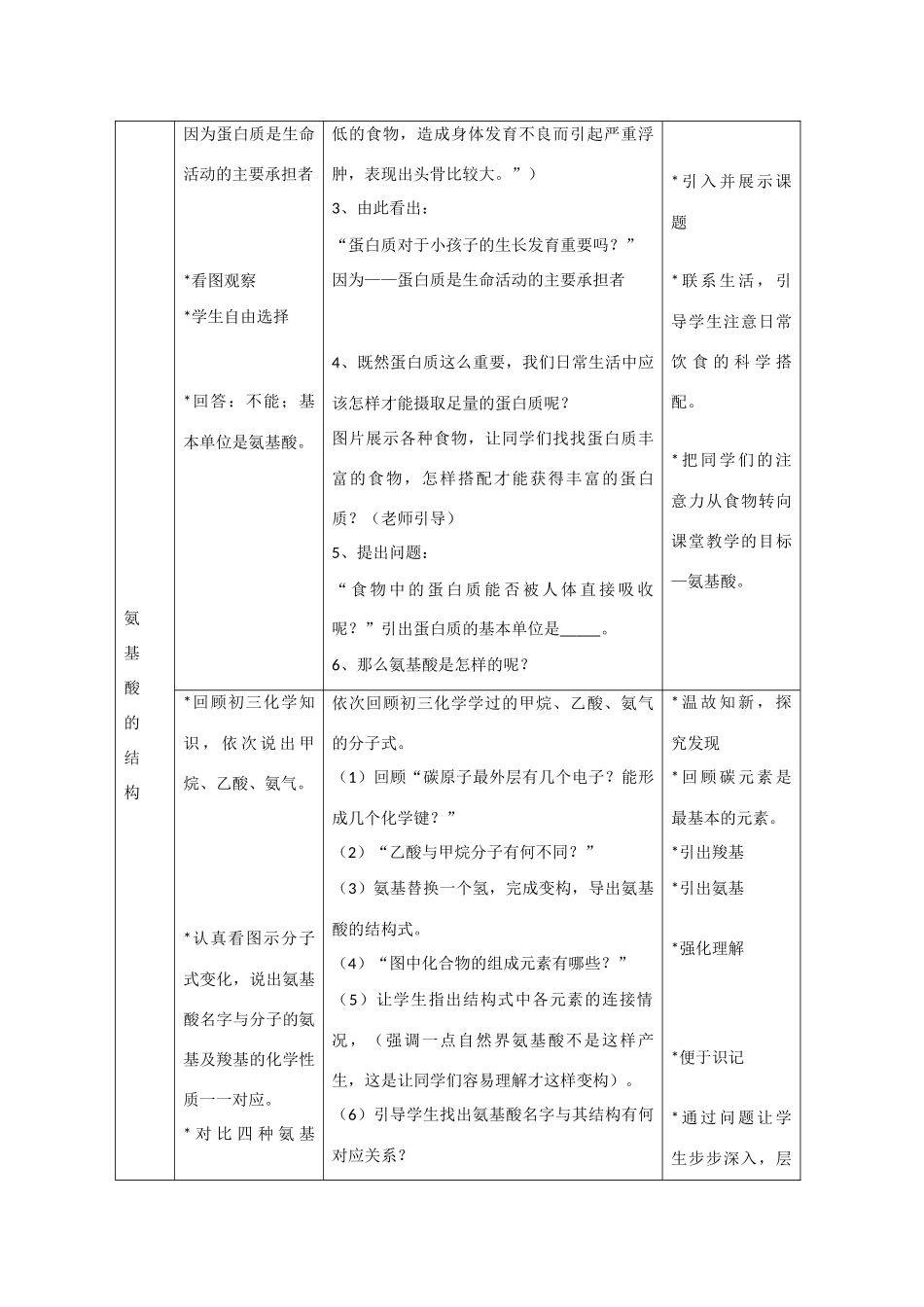 高中生物：2.2《生命活动的主要承担者——蛋白质》教案（1）（新人教版必修1）_第3页