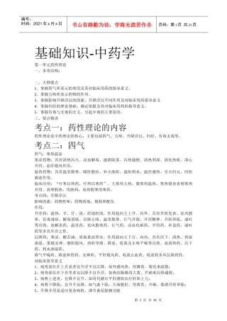 主管中药师中药重点（DOC30页）