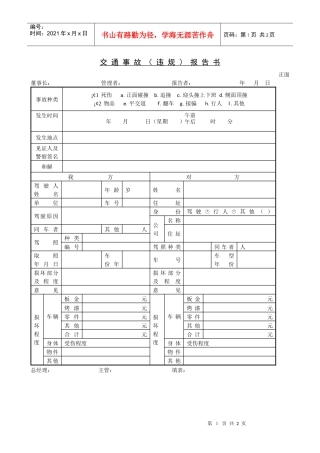 交通事故（违规）报告书