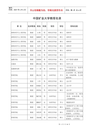 中国矿业大学教授名录