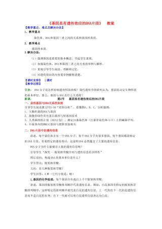 高中生物 《基因是有遗传效应的DNA片段》教案15 新人教版必修2