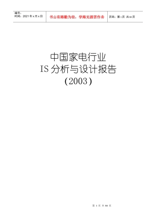 中国家电业IS分析与设计报告