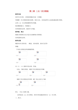七年级数学下册 第二章二元一次方程组复习教案 湘教版