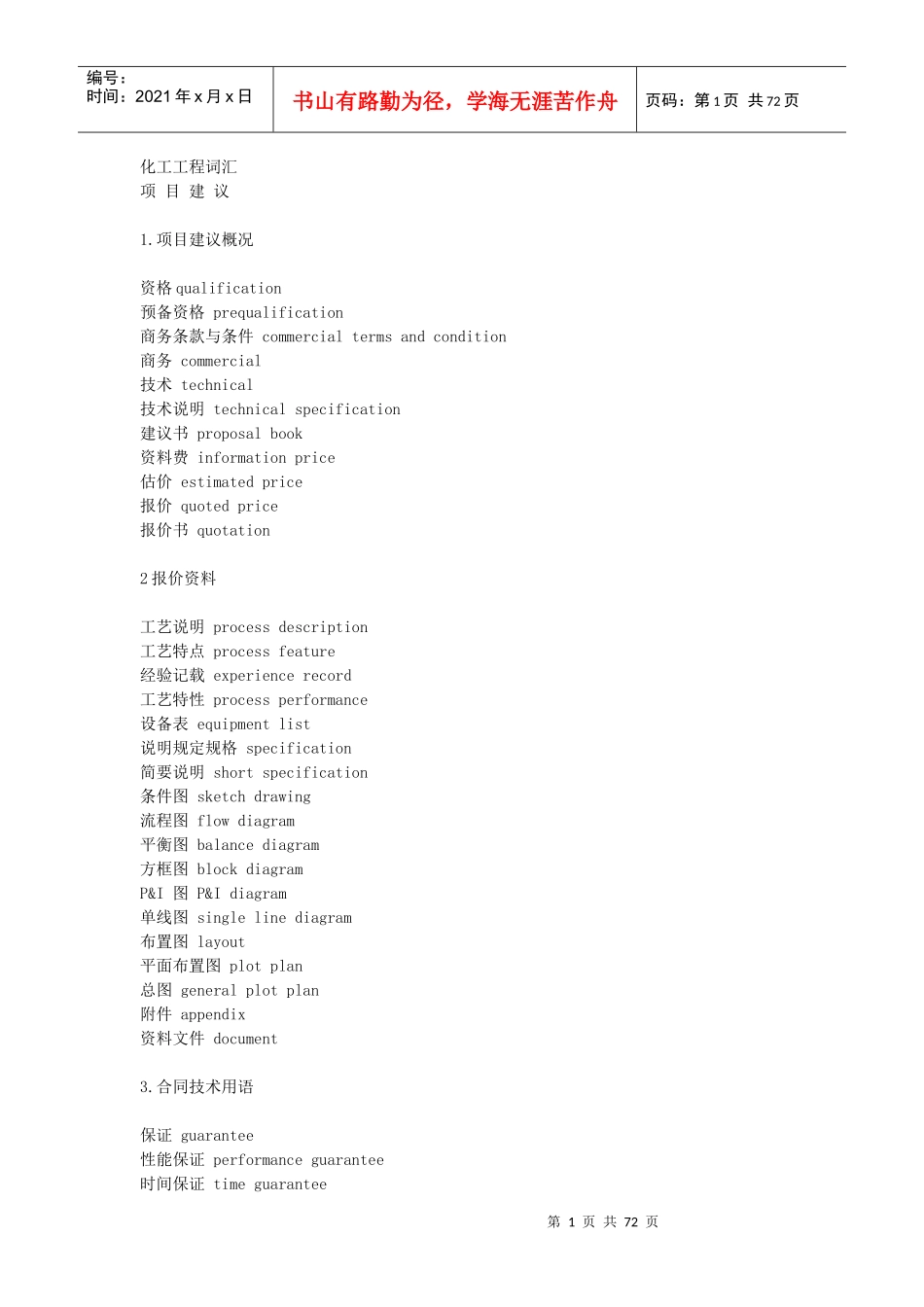 化工工程词汇大全_第1页