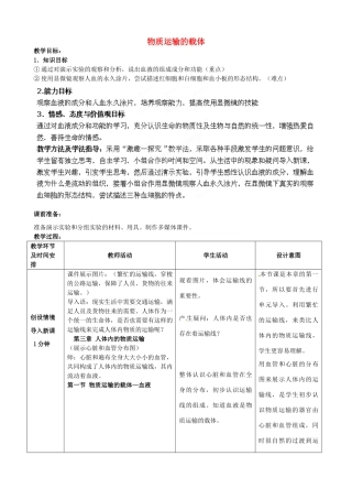 七年级生物下册 第3单元 第3章 第1节 物质运输的载体（第1课时）教案1 （新版）济南版