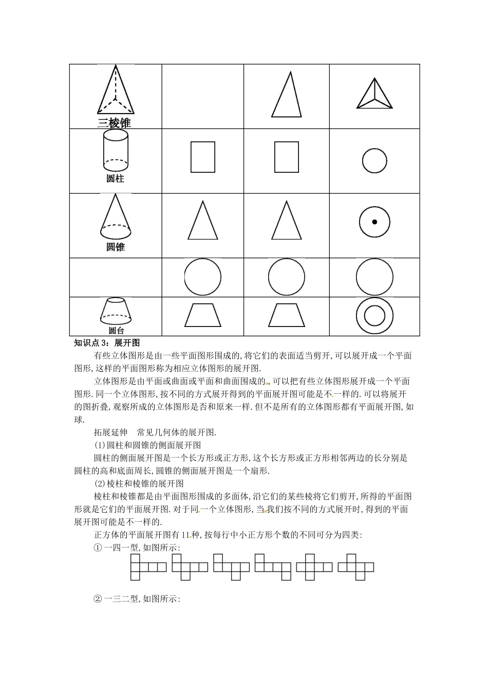 七年级数学上册 第四章 4.1 几何图形 4.1.1 立体图形与平面图形备课资料教案 （新版）新人教版-（新版）新人教版初中七年级上册数学教案_第3页
