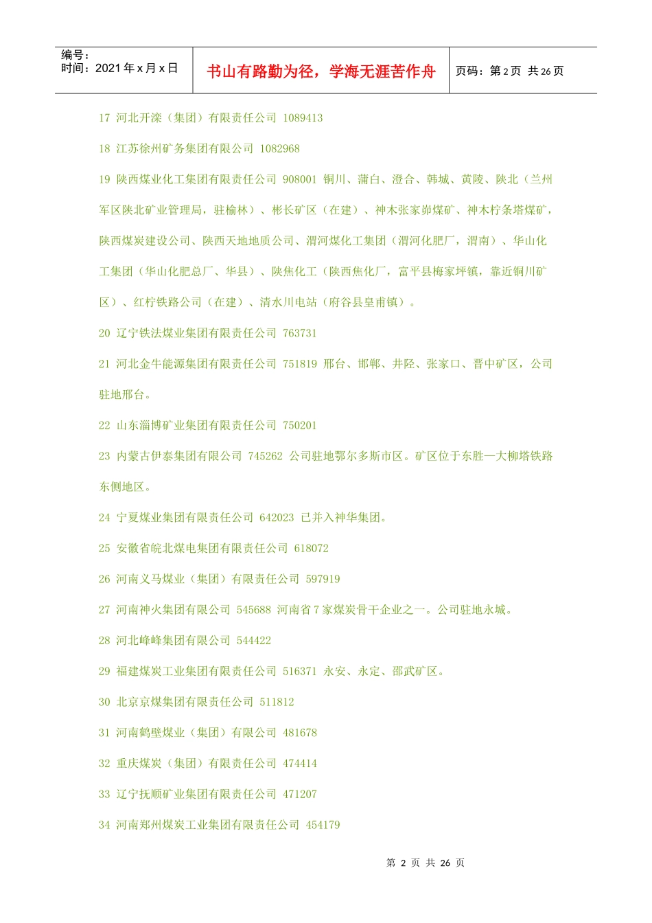 中国当前主要的煤炭企业_第2页