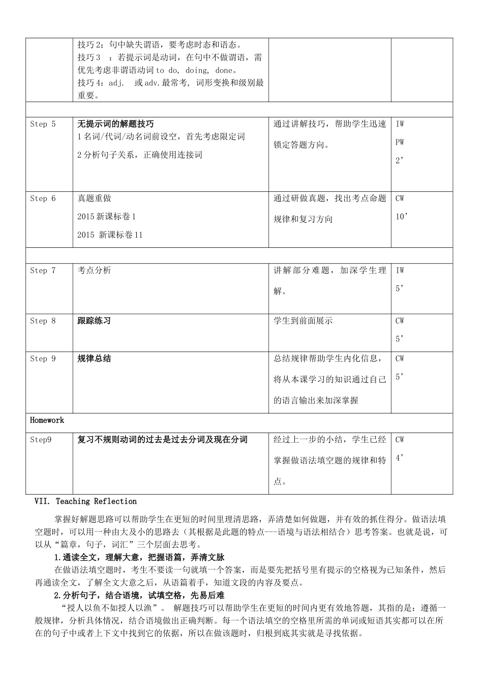 高三英语一轮复习 语法填空习教学设计-人教版高三全册英语教案_第2页
