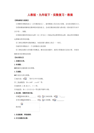 九年级数学下册实数复习教案人教版