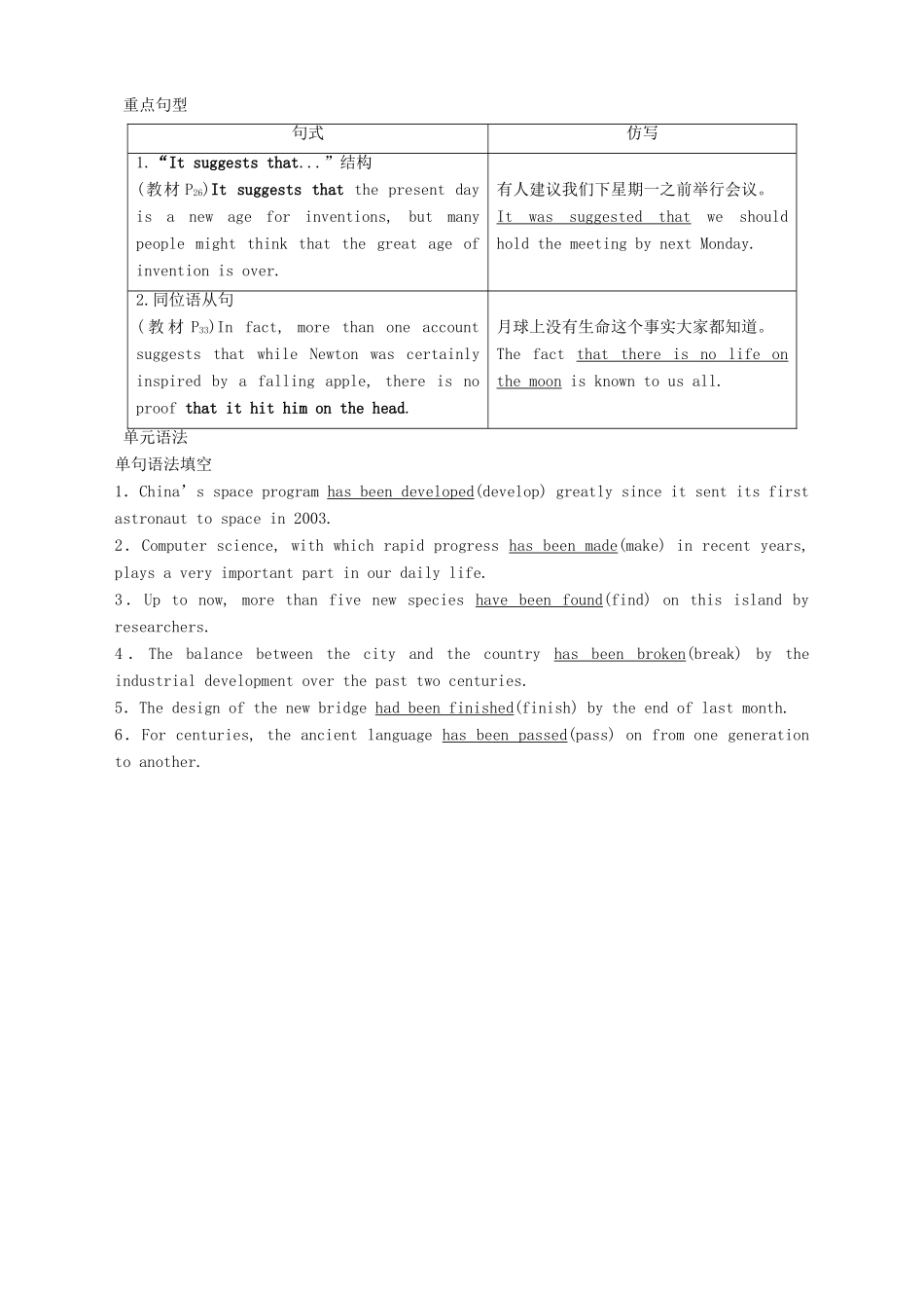 高中英语 Unit 3 The world of science 单元要点回扣教案 外研版必修第三册-外研版高一第三册英语教案_第2页