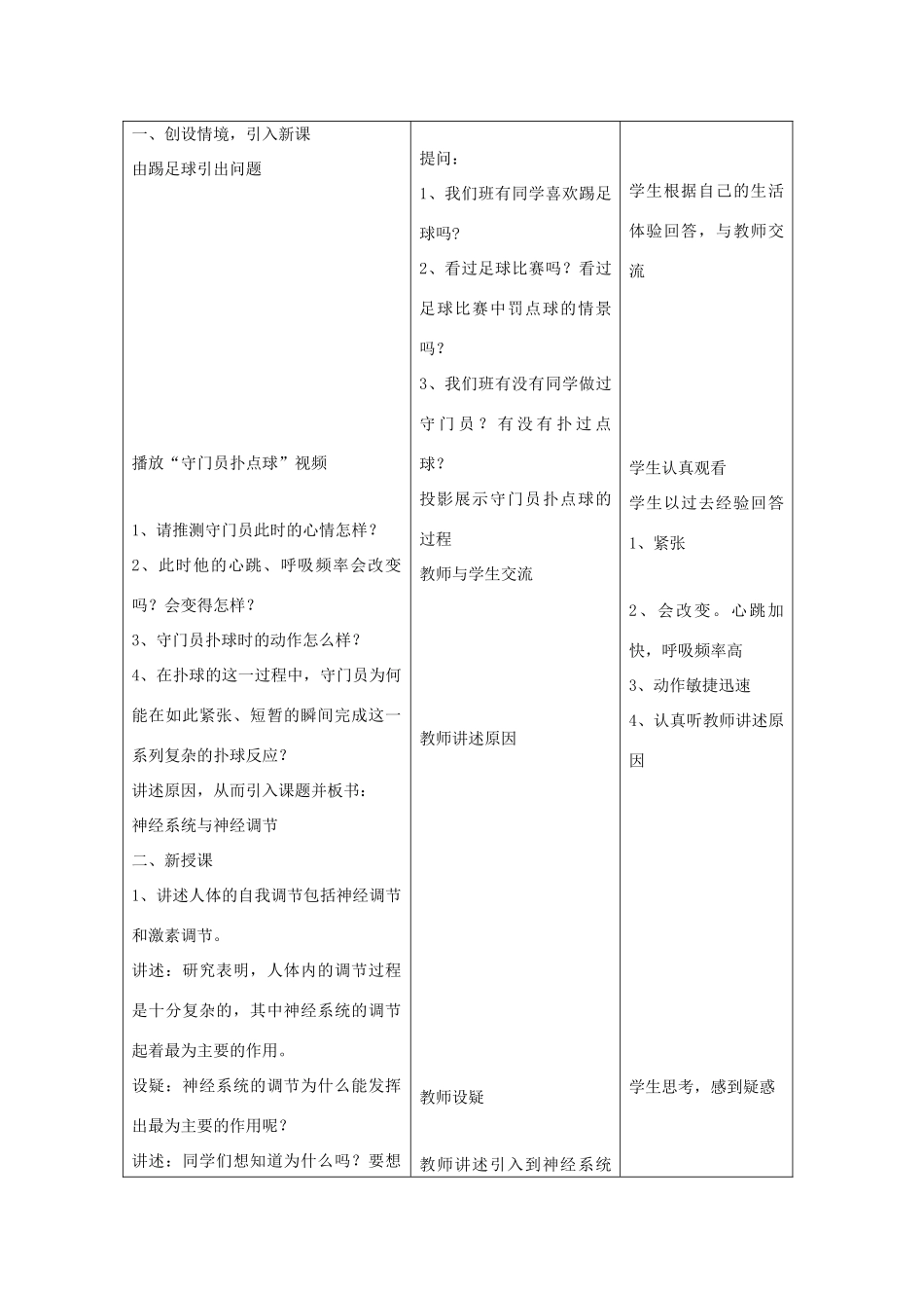 七年级生物下册 第12章 第1节《神经系统与神经调节（第1课时）》教案 北师大版_第2页