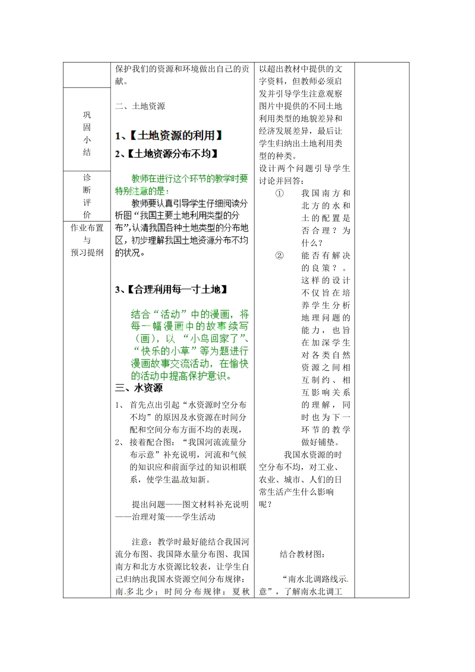 山东省临沂市蒙阴县第四中学八年级地理会考复习 中国的自然资源（第3课时）教案 新人教版_第2页