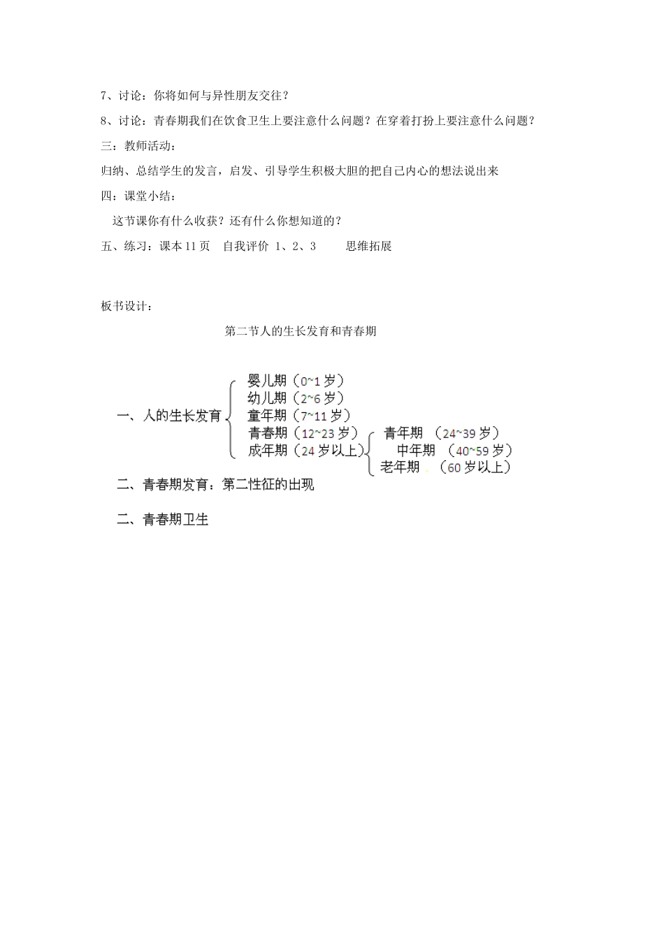 七年级生物下册《8.2 人的生长发育和青春期》（第2课时）教案 苏教版_第2页