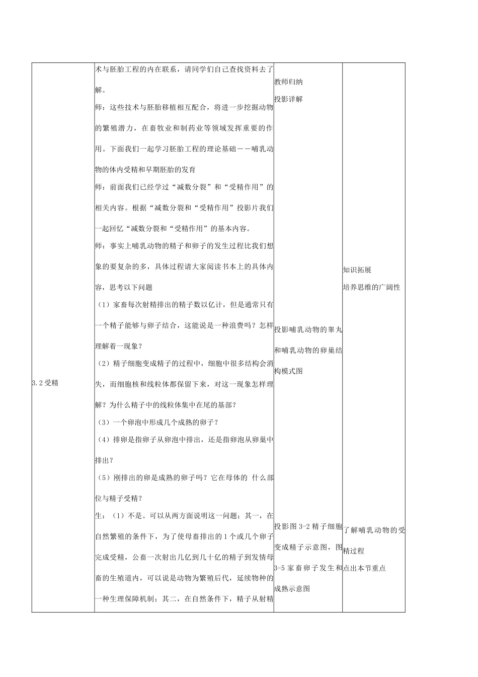 高中生物《体内受精和早期胚胎发育》教案2 新人教版选修3_第3页