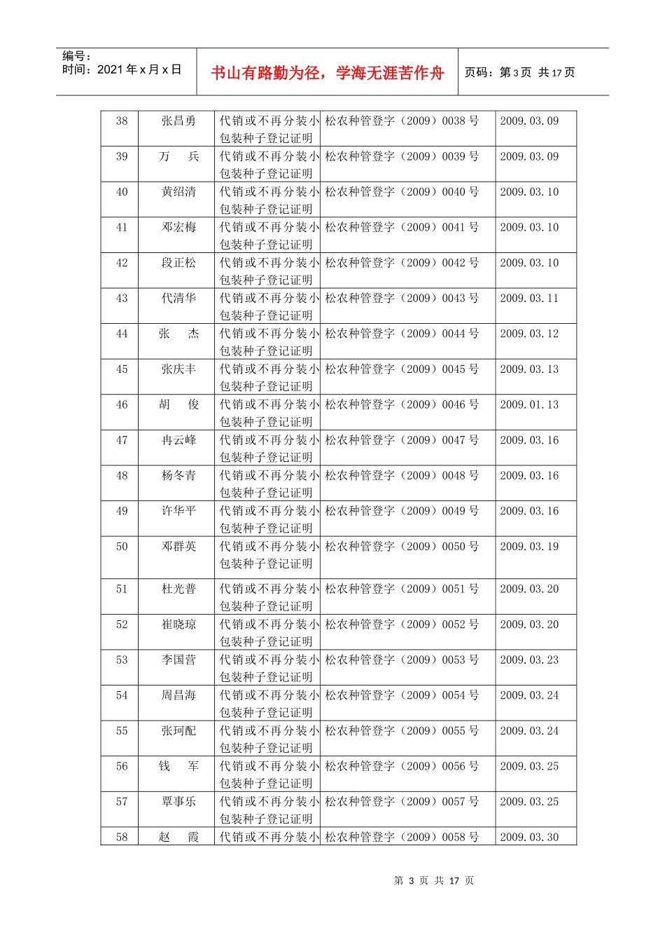 代销或不再分装小包装种子登记证明_第3页