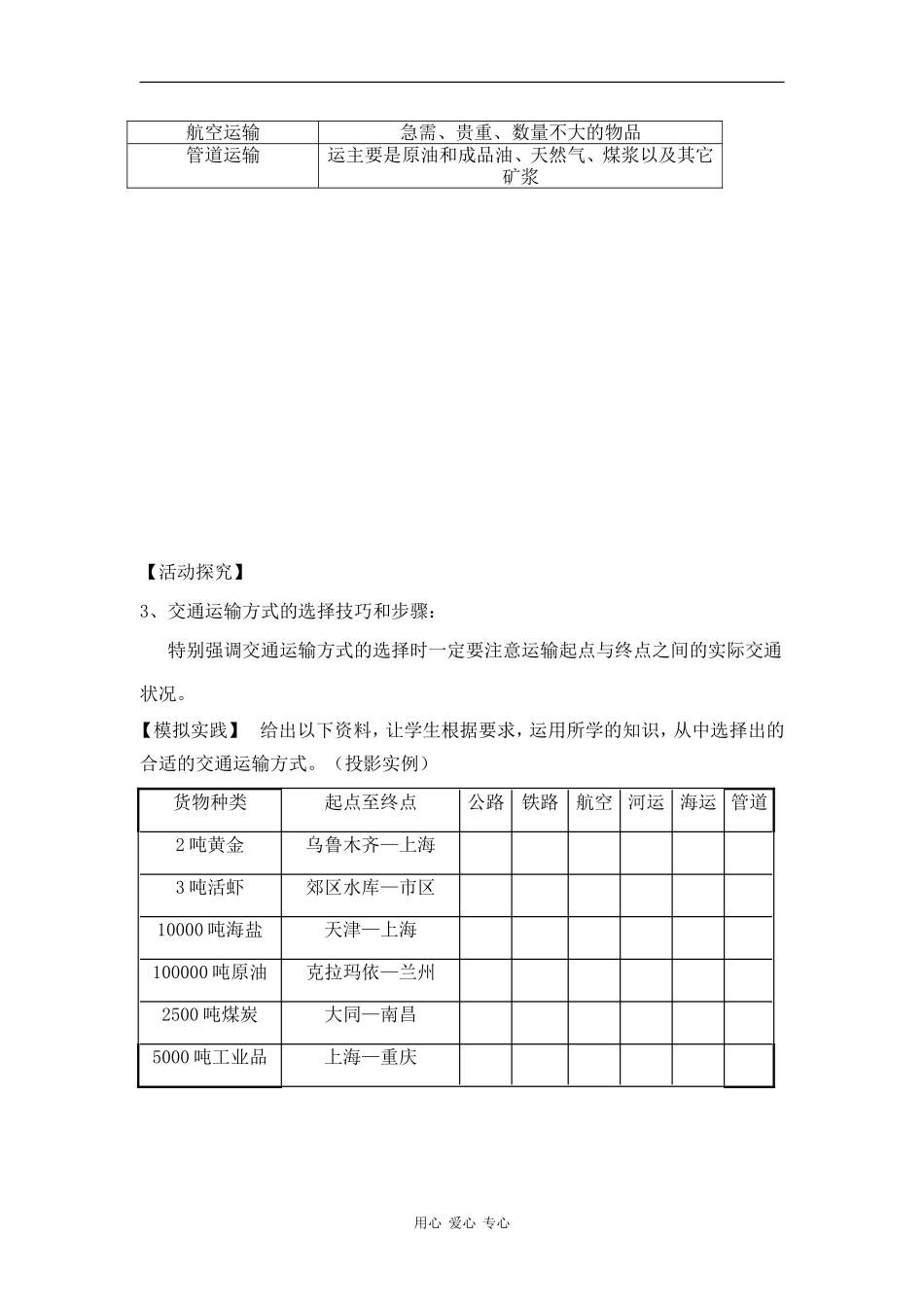 高中地理：5.1 交通运输方式的布局 教案 新人教版必修2_第3页