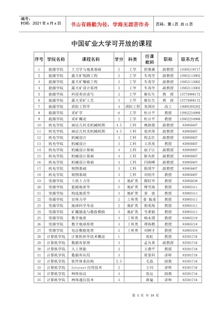 中国矿业大学可开放的课程