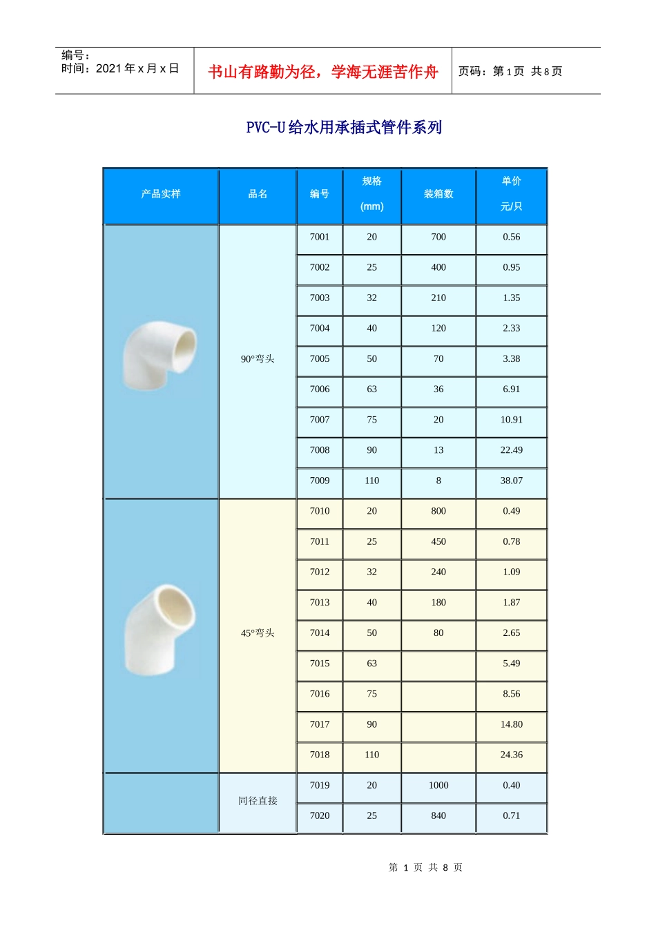 PVC-U给水用承插式管件系列_第1页