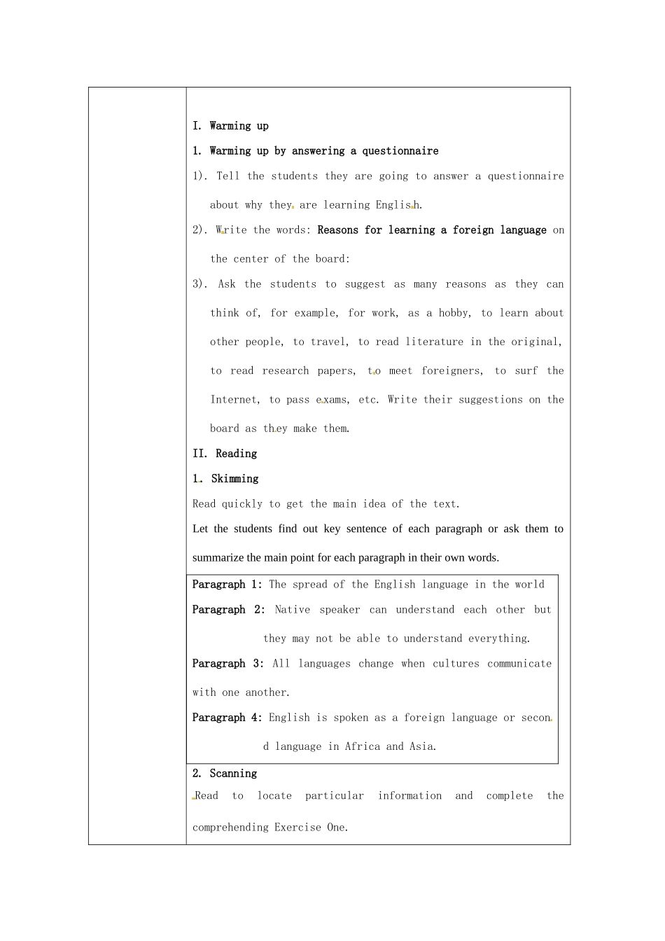 高中英语 Unit 2English around the world 第5课时教学设计 新人教版必修1_第2页