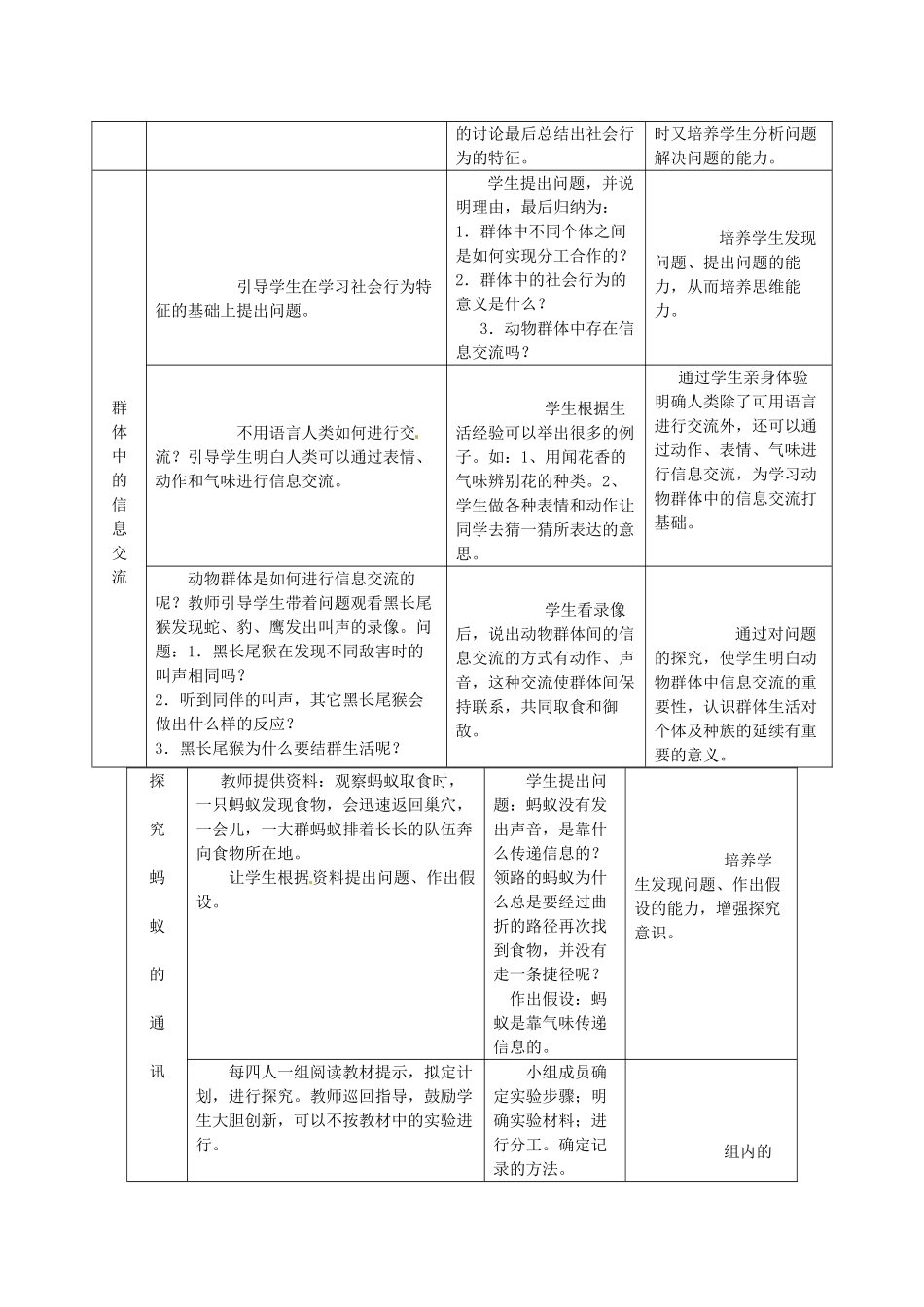 山东省龙口市诸由观镇诸由中学八年级生物上册 第五单元 第二章 第三节 社会行为教学设计 新人教版_第3页