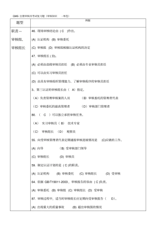 审核部分—选择题(单选)