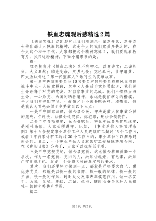 铁血忠魂观后感精选2篇