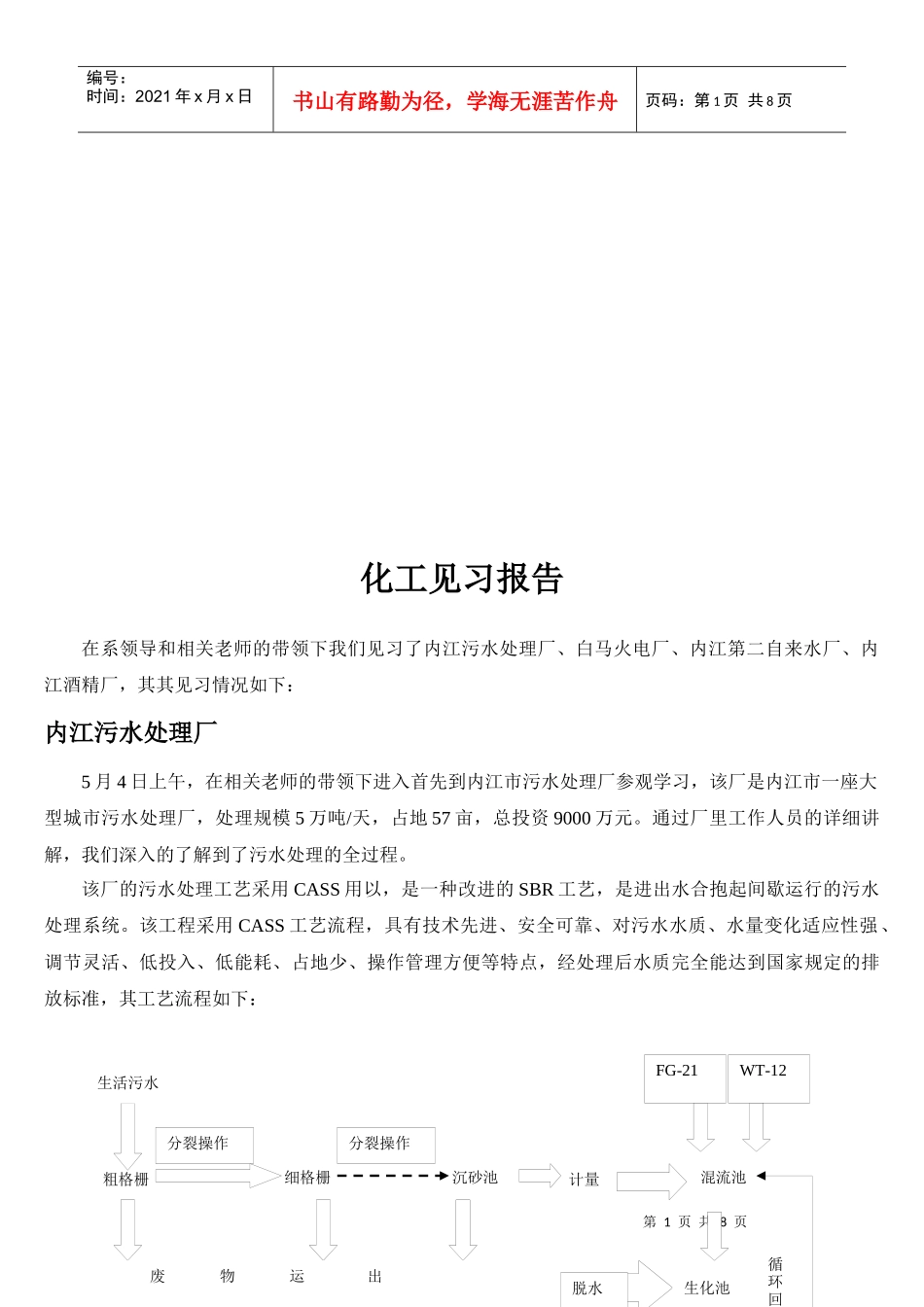 化工见习报告范本_第1页