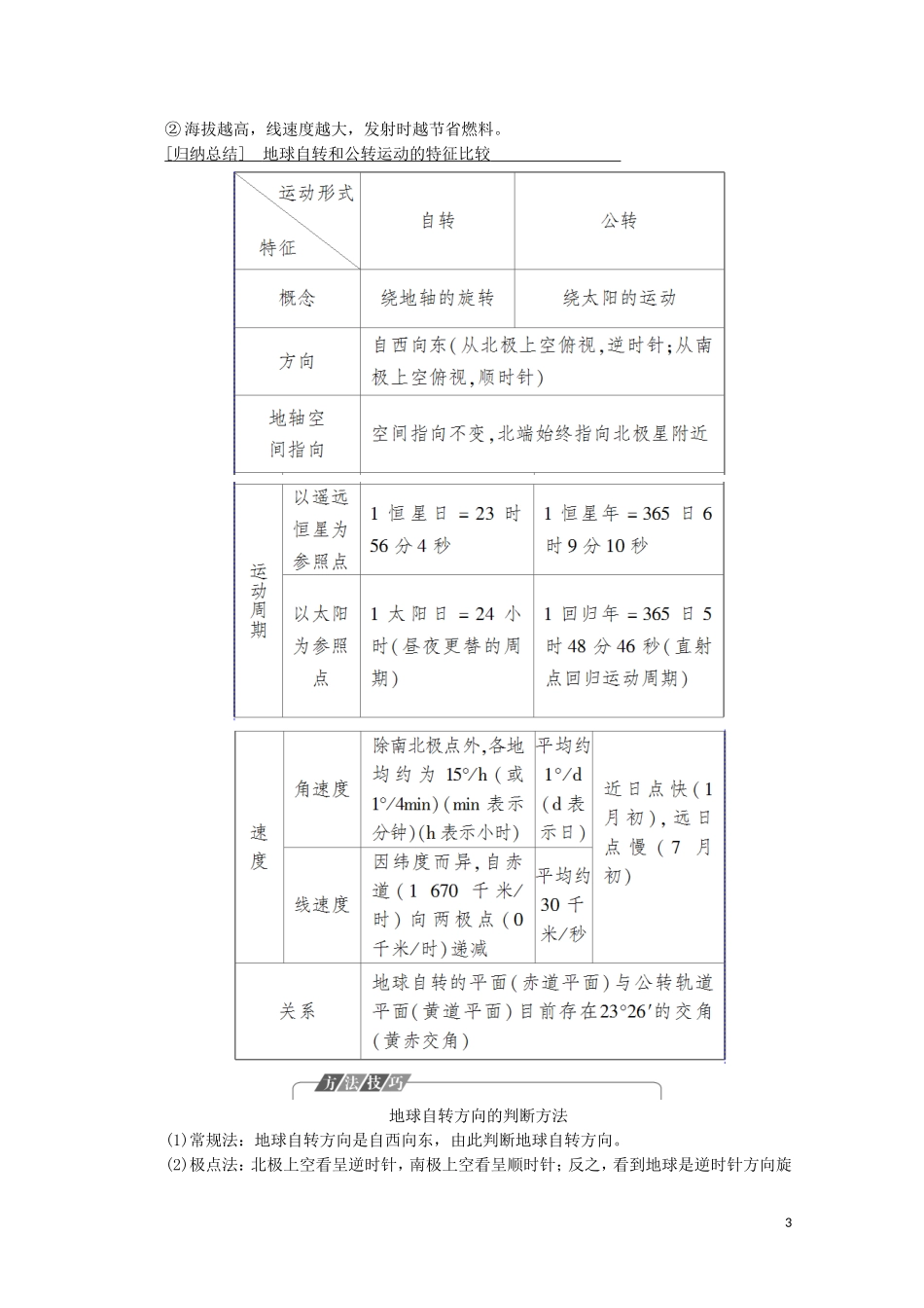 高中地理 自然地理基础 第1章 地球运动 第1节 地球运动的一般特点教案 鲁教版-鲁教版高二全册地理教案_第3页