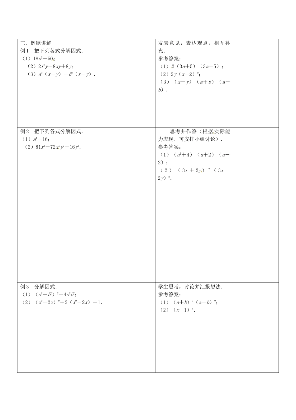 七年级数学下册 9.5 多项式的因式分解教案4 （新版）苏科版-（新版）苏科版初中七年级下册数学教案_第2页