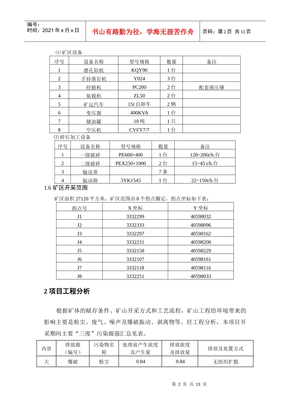 余姚市三七市镇井头村乌石山普通建筑石料矿开采工程_第2页