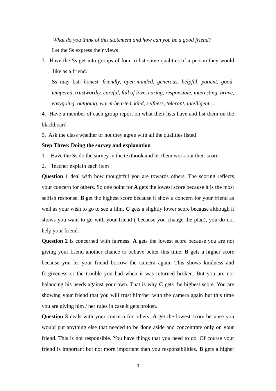 高一英语Unit 1 Friendship 2教案人教版必修1_第3页