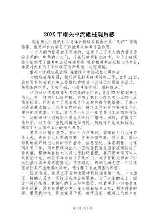 20XX年雄关中流砥柱观后感