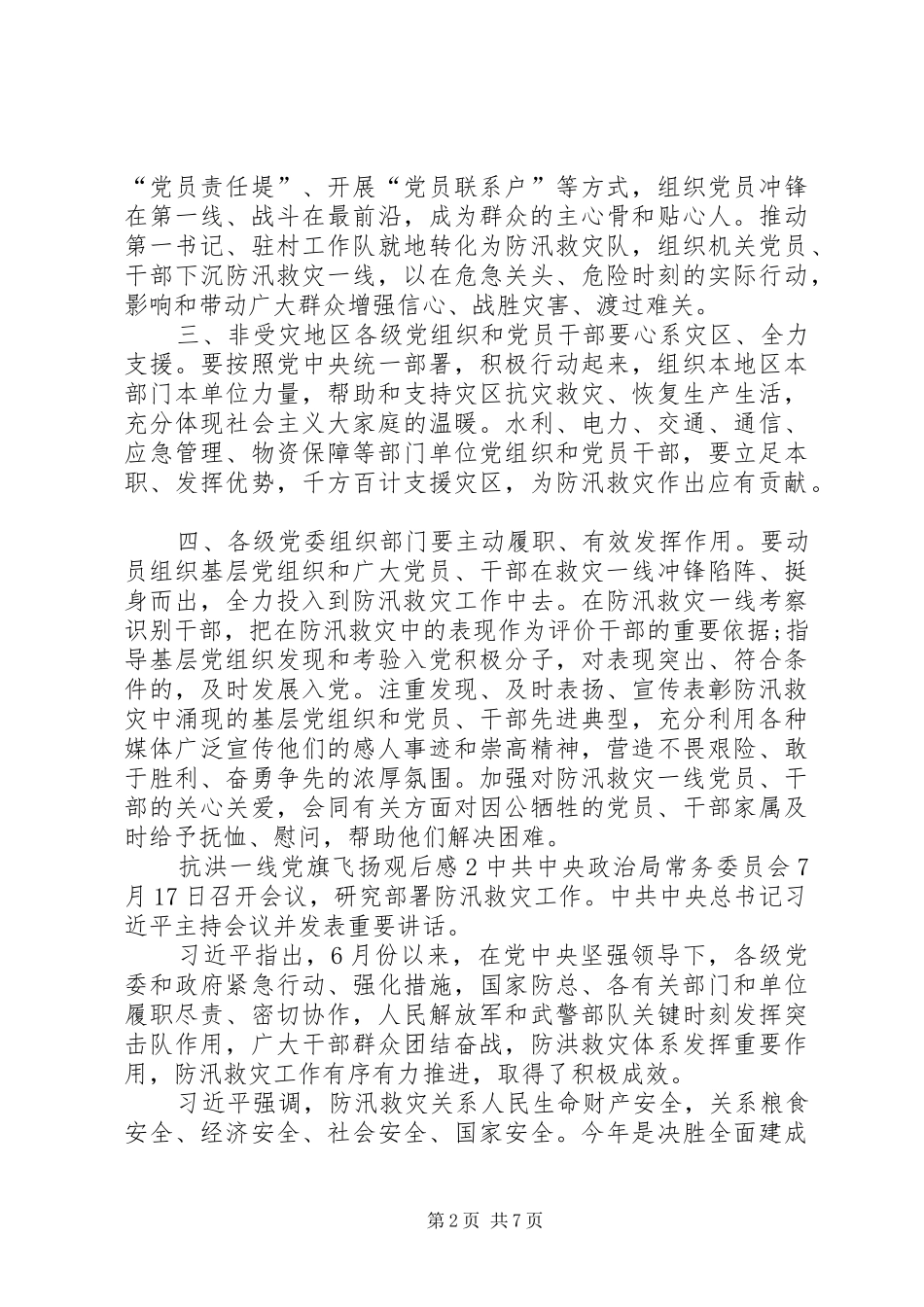 20XX年抗洪一线党旗飞扬观后感多篇_第2页