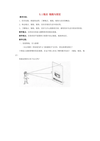 九年级数学下册：5.1视点 视线与盲区教案（鲁教版）