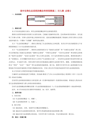 高中生物生态系统的概念和类型教案二 旧人教 必修2