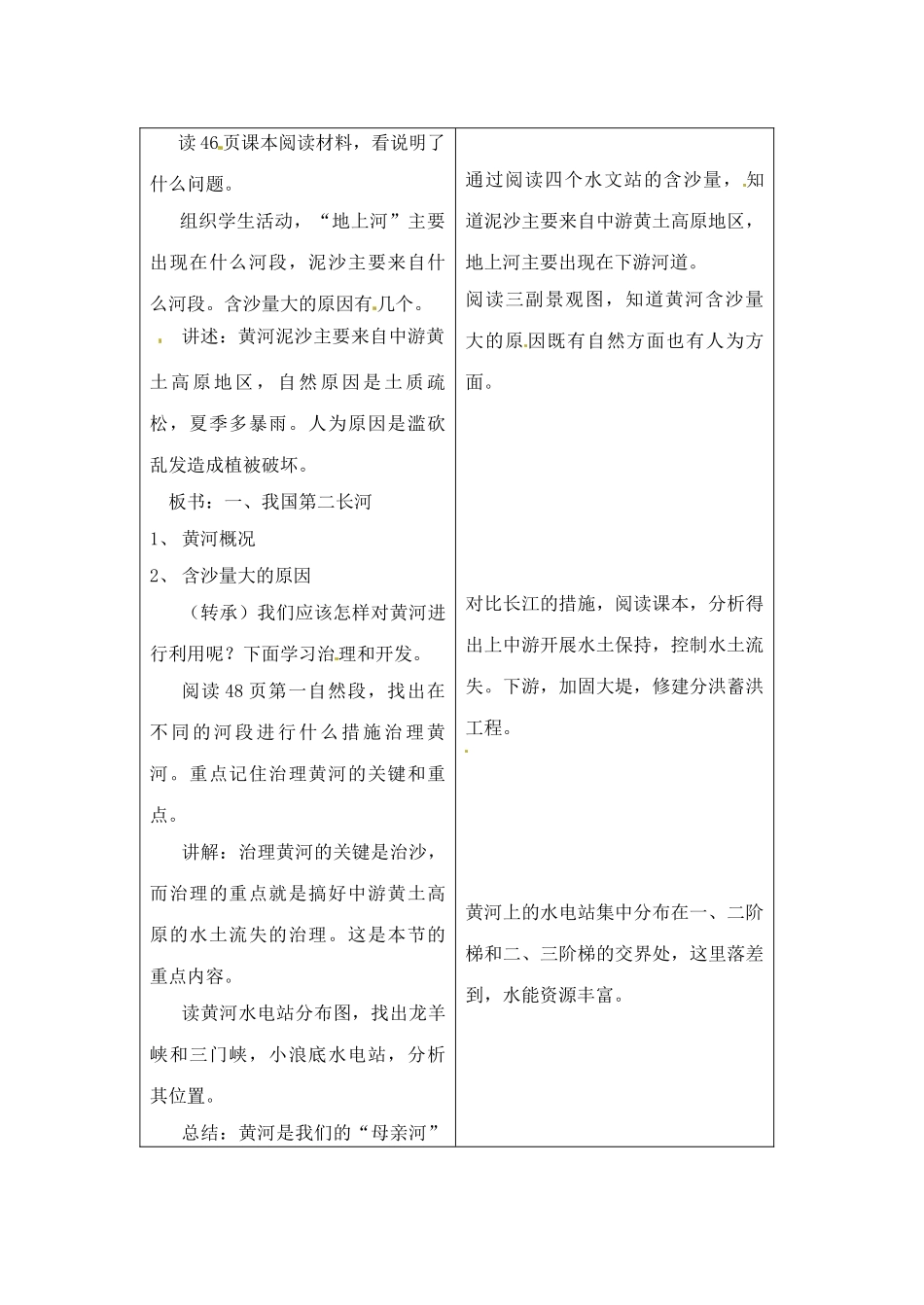 辽宁省丹东七中八年级地理上册 第二单元《黄河教案》教案 人教新课标版 (2)_第2页