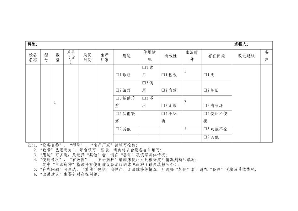 中医诊疗设备使用情况调查表-国家中医药管理局_第2页