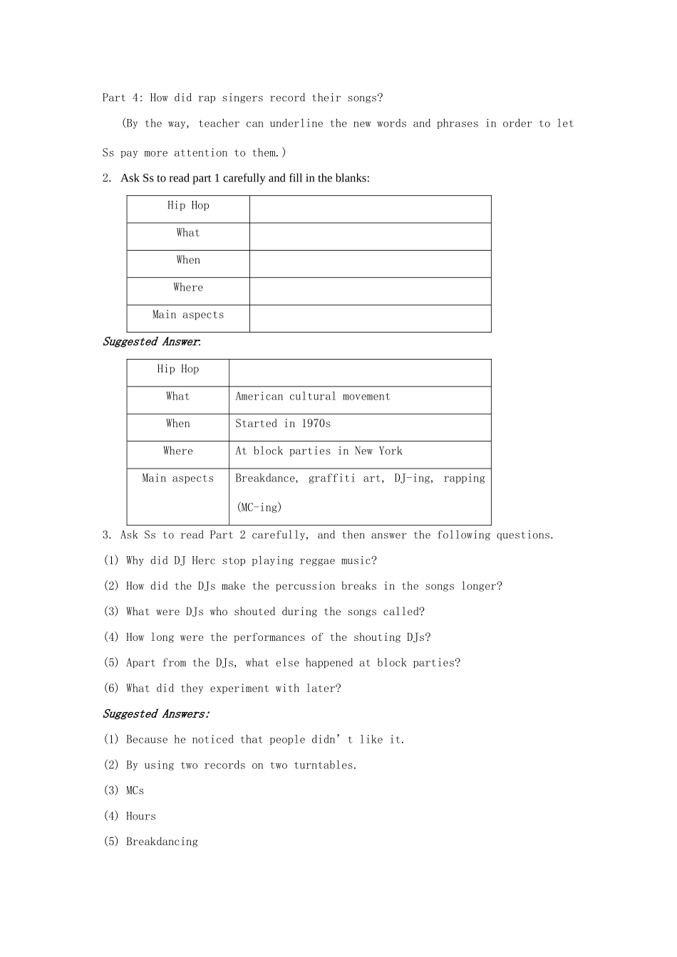 高中英语 Module 4《Music Born in America》英文教案（7） 外研版选修7_第2页