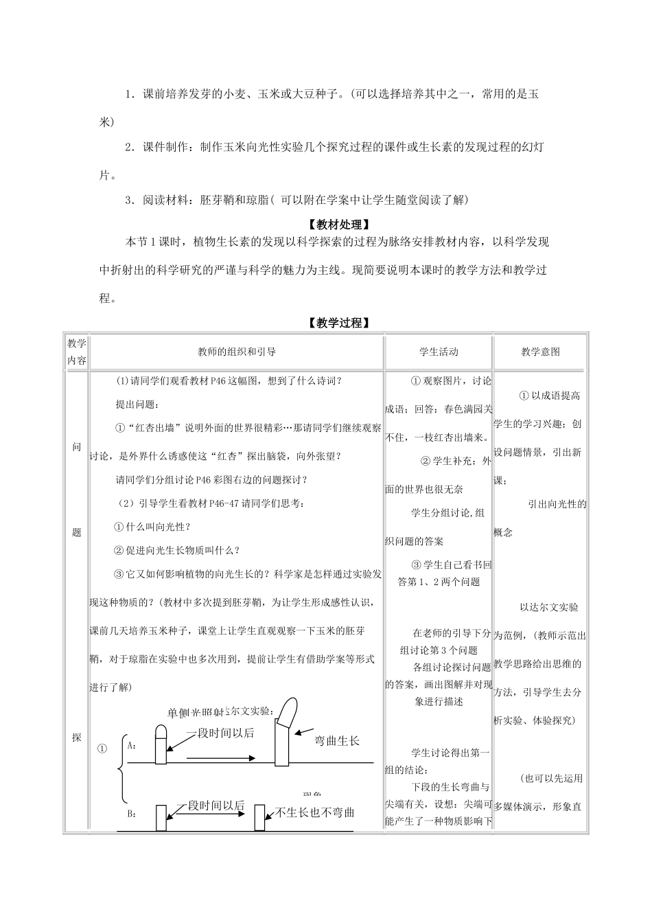 高中生物植物生长素的发现 教案必修三_第2页