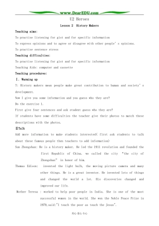 北师版英语必修1U2 Heroes--Lesson 2  History Makers