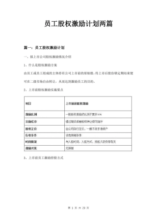 员工股权激励计划两篇