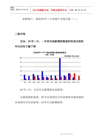 世联地产深圳09年1月房地产市场月报（二）