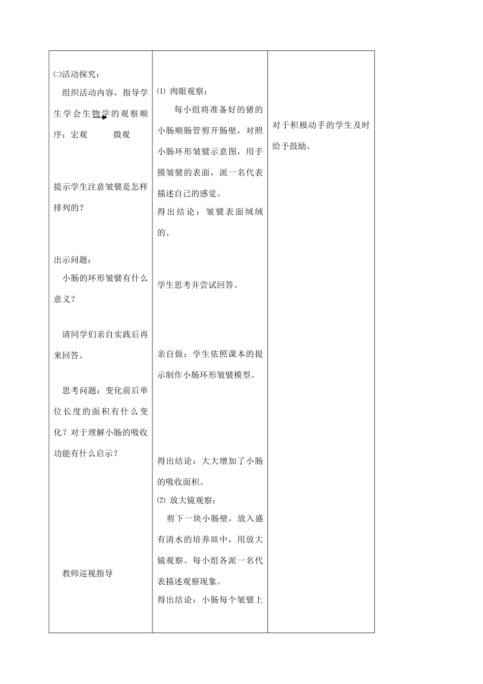 七年级生物下册 1.3《营养物质的吸收和利用》教学设计 冀教版_第3页