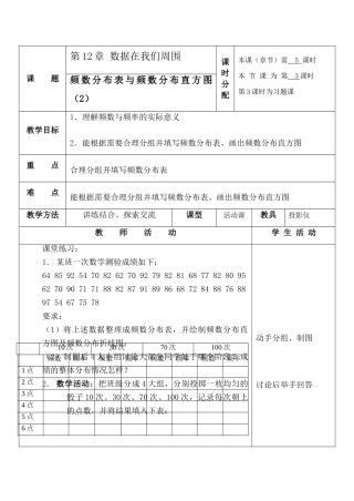 七年级数学频数分布表与频数分布直方图 2苏科版