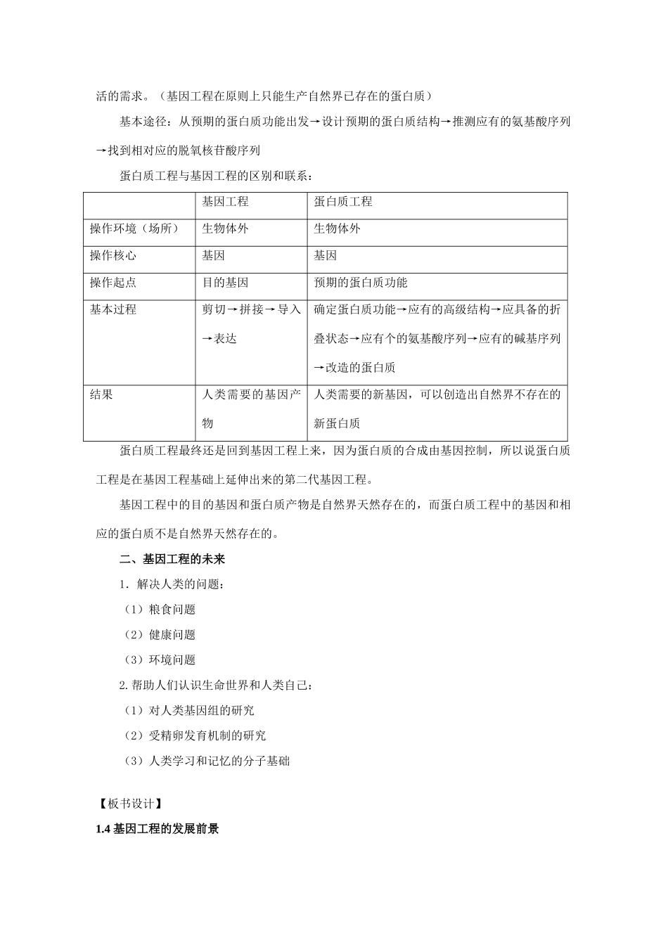 高中生物《基因工程的发展前景》教案1 浙科版选修3_第3页